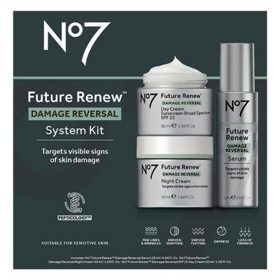 No7 Future Renew Damage Reversal Skincare System Kit 3ct - Imperfect Box
